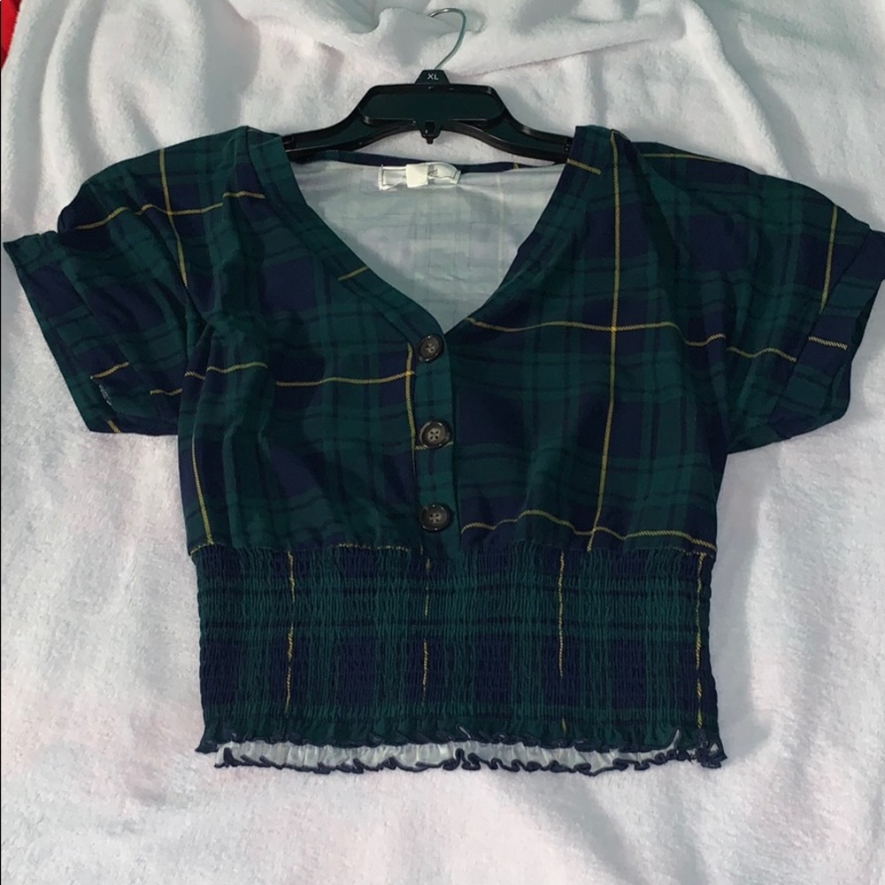 COPY - Green plaid crop top